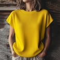 thumbnail image 2 of Holzkary Womens 2025 Cap Sleeve Tops Casual Crew Neck Loose Fit Sweater Vest Lightweight Knit Pullover Tank Summer Tops Knit Short Sleeve Soft Blouse for Daily Wear Yellow L, 2 of 5