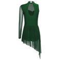 thumbnail image 2 of Kaerm Women's Rhinestones Lyrical Dance Dress Asymmetrical Skirted Leotard Figure Skating Dress Green XXL, 2 of 7