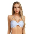 thumbnail image 1 of Eandarui Womens Shell Bikini Tops Glitter Pearl Chest Chains Halter Summer Beach Rave Party Bra Top White L, 1 of 6