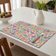 thumbnail image 6 of Placemat, Pioneer Flower Floral Print Pattern Place Mats Table Mat Set Of 2, PVC Washable Placemats for Party Kitchen Dining Decoration, 18x12 Inch, Fade Resistant, 6 of 6