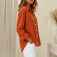thumbnail image 4 of WULMLEO Women's Corduroy Shirt Casual Loose Fit Long Sleeve Lapel Button Down Fall Winter Tops Orange M, 4 of 9