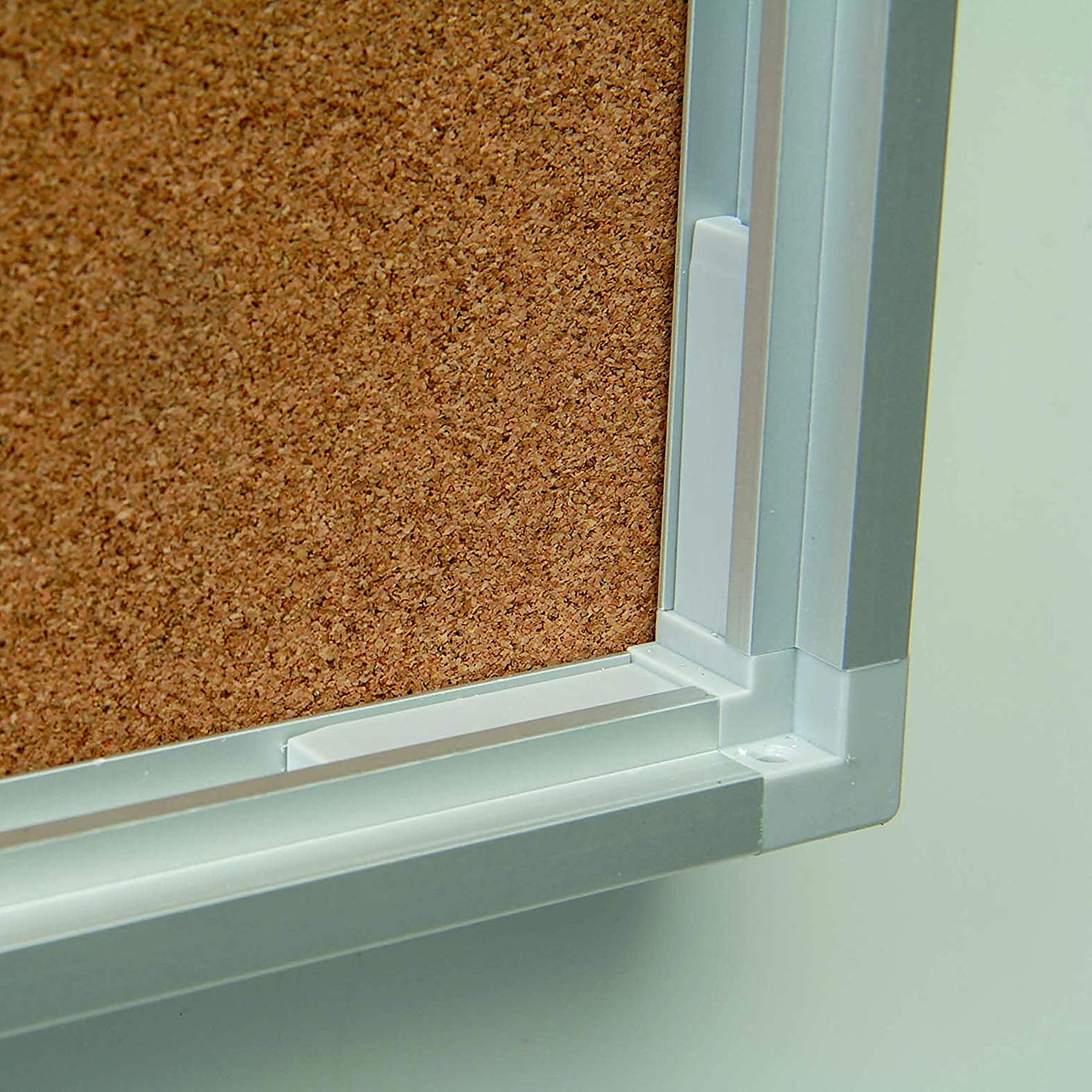 M&T Displays Enclosed Cork Bulletin Board 18.66x25.87 inches Silver Aluminum 4x(8.5x11)" Outdoor Noticeboard