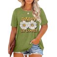 thumbnail image 2 of Pop Seller Women'S Cute Printed Short Sleeve Round Neck Front Shoulder Vintage Short Sleeve Summer Loose Shirt Top Green XL, 2 of 5