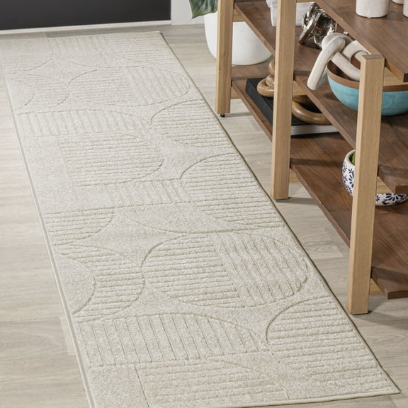 JONATHAN Y SCANDINAVIAN 2 x 8 Runner Rug, Nordby Geometric Arch Striped - Ivory/Cream, SCN104B-28