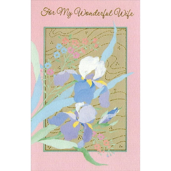 Freedom Greetings Flowers with Gold Foil Swirl Background: Wife Easter Card