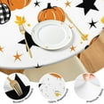 thumbnail image 4 of 44in Pumpkin Round Halloween Tablecloth with Elastic Edge, Fitted Table Cover for 36-44" Tables, Polyester Reusable Table Cloths Wipe Clean for Picnic, Dining, Outdoor Use and Party Decor, 4 of 7