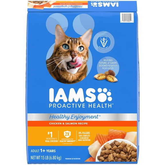 Iams Healthy Enjoyment Chicken & Salmon Recipe Dry Cat Food, 15 Lb Bag