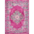 thumbnail image 1 of homeroots home decor 385262 5’ x 7’ Fuchsia and Blue Distressed Area Rug, 1 of 1