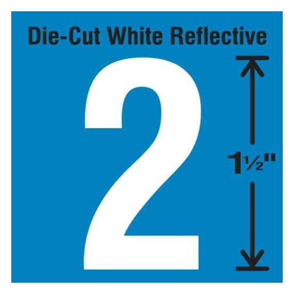 Stranco Die-Cut Reflective Number Label, 2,PK5 DWR-1.5-2-5