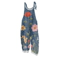thumbnail image 2 of Iaqnaocc Jumpsuits for Women Casual Sleeveless Spaghetti Strap Rompers Boho Vintage Floral Print Wide Leg Jumpsuits Overalls for Women Dressy Trendy Outfits Clothes Light pink M, 2 of 7