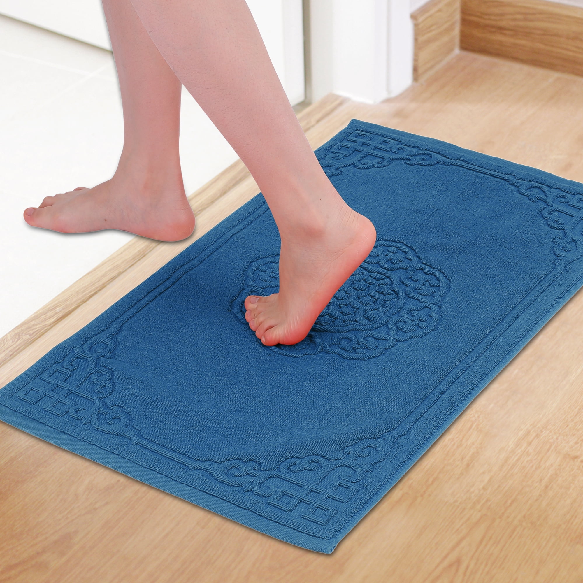 Unique Bargains Absorbent and Machine Washable Shower Bathroom Floor Towel Blue