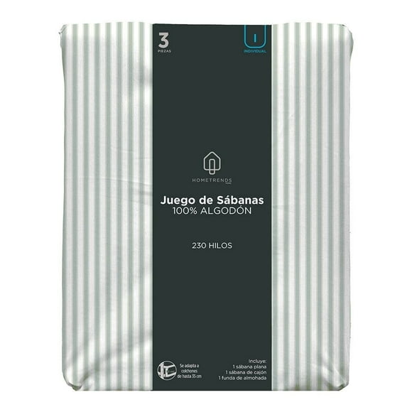 Juego De Sábanas Hometrends Rayas Verde 2 Piezas Individual