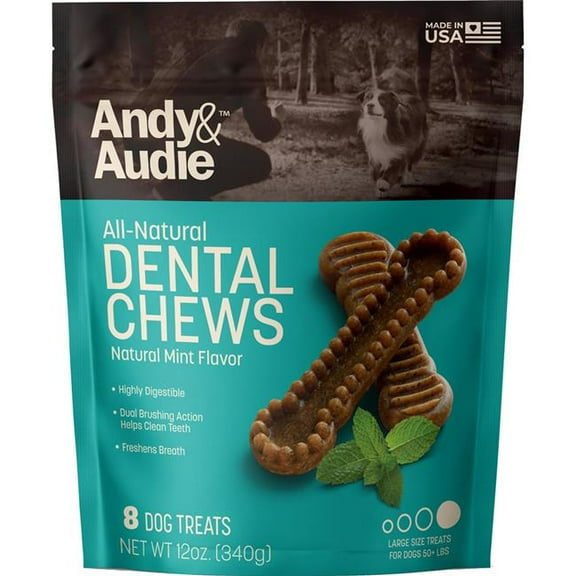 Andy & Audie F10717 12 oz Dental Chews for Dogs - Mint - Large - Case of 6