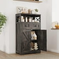 thumbnail image 5 of Farmhouse Storage Cabinet with Drawers and Shelf, Freestanding Kitchen Pantry Storage Cabinet, Floor Hutch Cupboard for Kitchen, Living Room, Home Office, Dark Rustic Oak, 5 of 15
