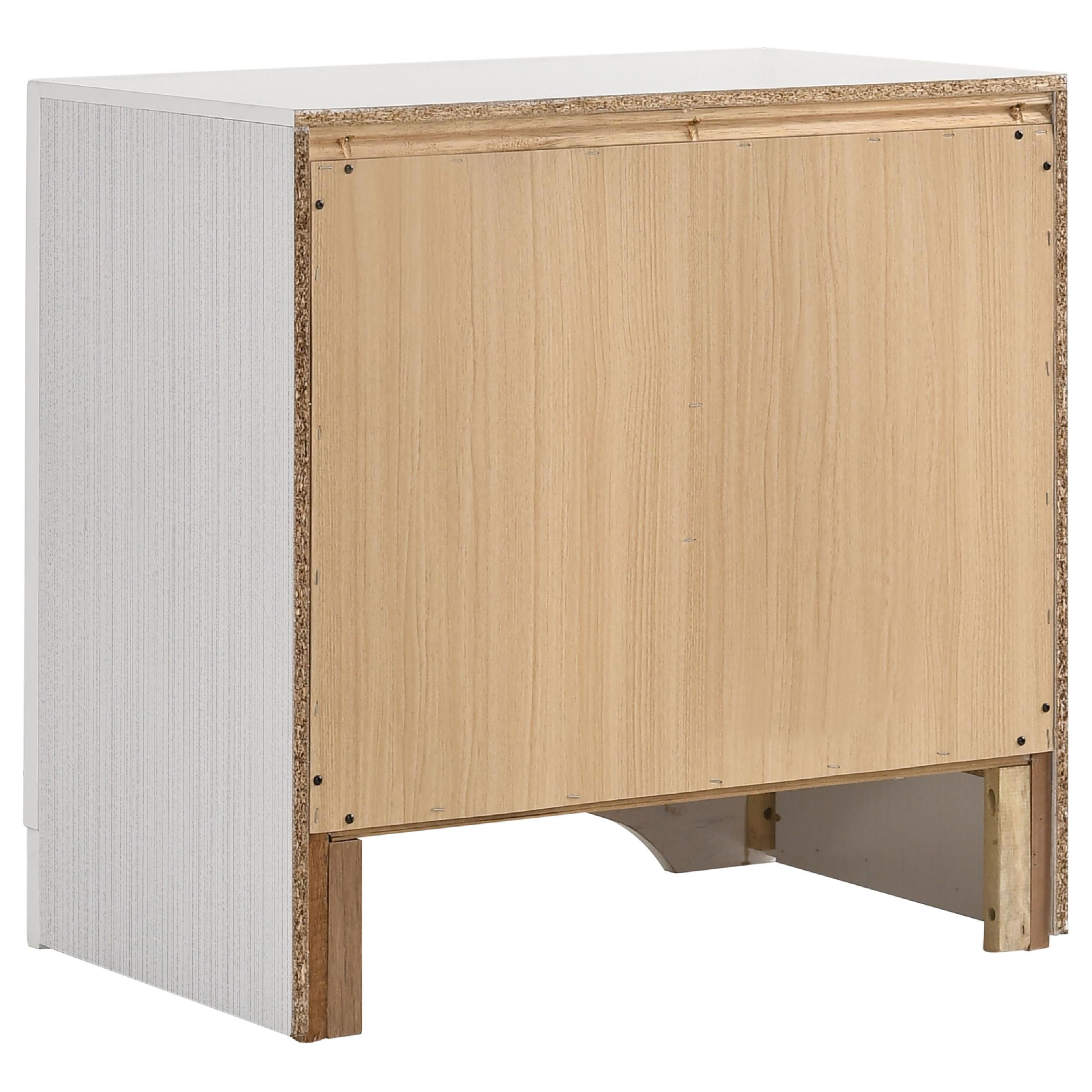 Vino White 4pc California King Bed Set with Dressers-Glitter Accent