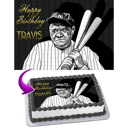 Babe Ruth Edible Cake Image Topper Personalized Picture 1/4 Sheet (8"x10.5")