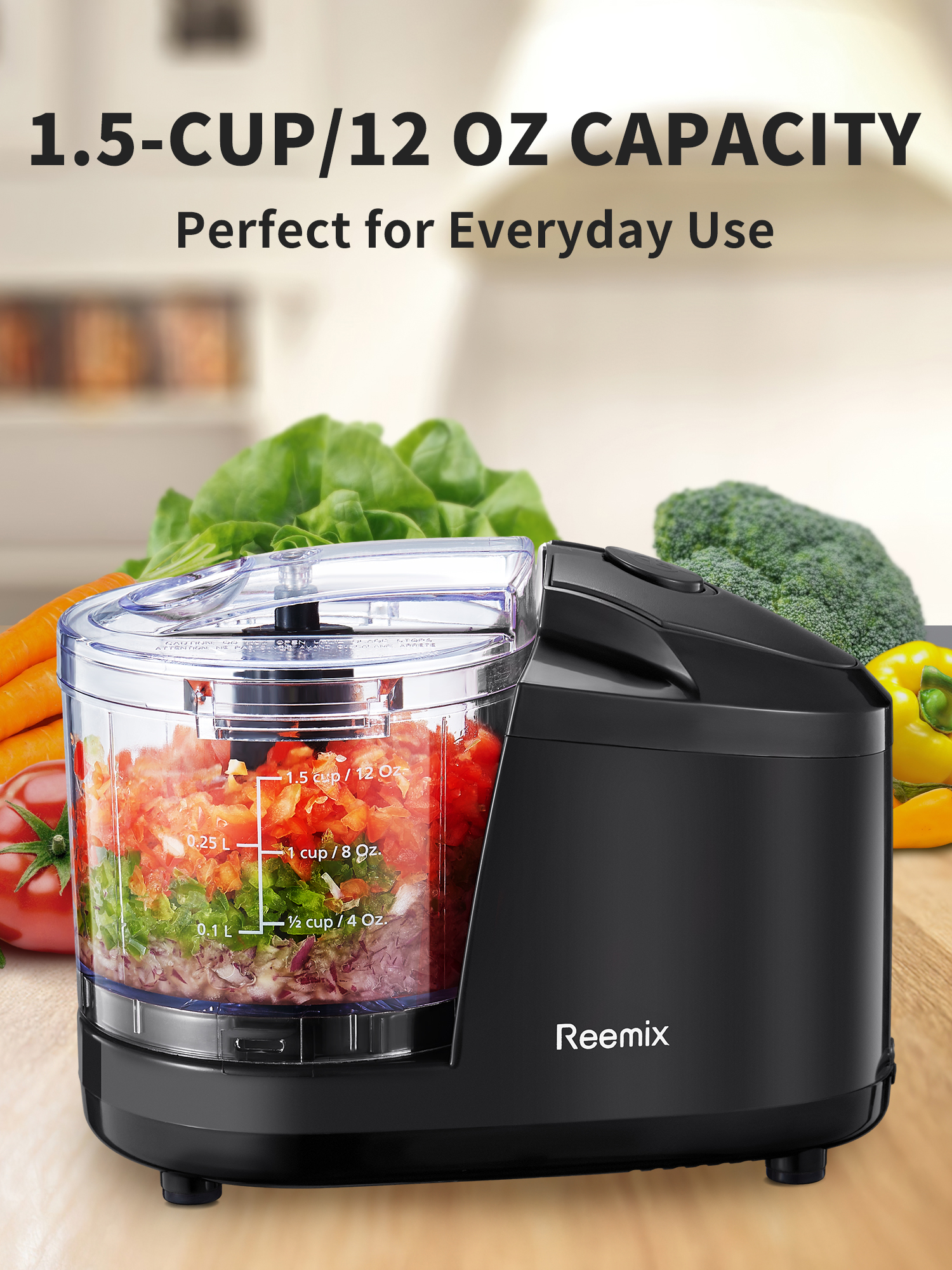 Reemix Mini Food Chopper, 350ml Electric Processor, Black photo 4
