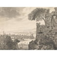 thumbnail image 2 of Henry Swinburne 14x12 Gold Ornate Wood Frame and Double Matted Museum Art Print Titled - Landscape with Ruins in the Foreground, Harbor and Village, in Background, 2 of 4