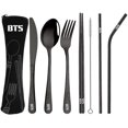 thumbnail image 1 of Juegos de cubiertos portátiles para el almuerzo: pajita, pajita recta, cuchillo, tenedor, cuchara, palillos, cepillo de limpieza 8 piezas Kpop Bts Merchandise Bangtan Boys Merch Trav kaili Sencillez, 1 of 3