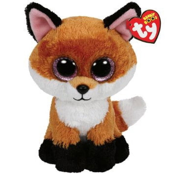 Ty Beanie Boos - Slick the Brown Fox – Medium (9") – Glitter Eyes - Stuffed Animal