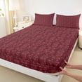 thumbnail image 3 of Feelyou Adult Boho Snake Full Size Sheets, Maroon Damask Flower Bed Sheets, 4-Piece, 3 of 7