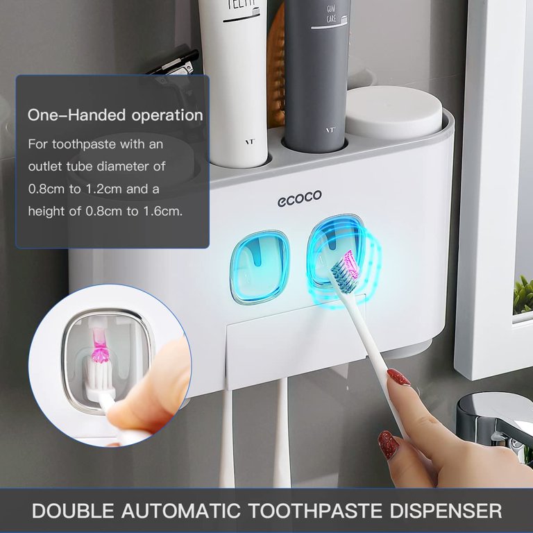 ecoco Wall-Mounted Toothbrush Holder with 2 Toothpaste Dispensers