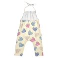 thumbnail image 3 of Girls' Jumpsuits Rompers Summer Casual Sleeveless Rompers With Pockets Spaghetti Strap Romper Pink and Blue Heart Pattern 4T, 3 of 7