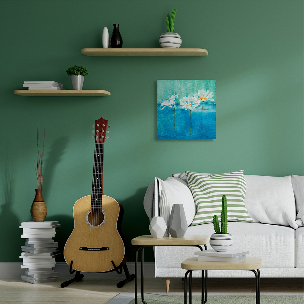 Stupell Industries Abstract Blue Color Pop White Daisy Floral Canvas Wall Art by Isabelle Herbert