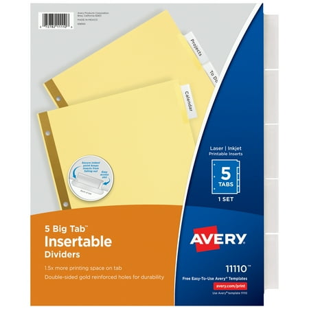 UPC: 0072782111137 | Avery 5-Tab Binder Dividers  Insertable Clear Big Tabs  24 Sets  2 Pack (11113)