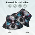 thumbnail image 3 of Kll Modern Abstract Colorful Skull Bucket Hat for Women Men Packable Travel Beach Sun Hat Outdoor Rave Accessories Reflective Fisherman Cap, 3 of 6