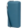 thumbnail image 1 of Cartera Bveyzi de piel con bloqueo RFID para mujer, color azul lago, 1 of 8