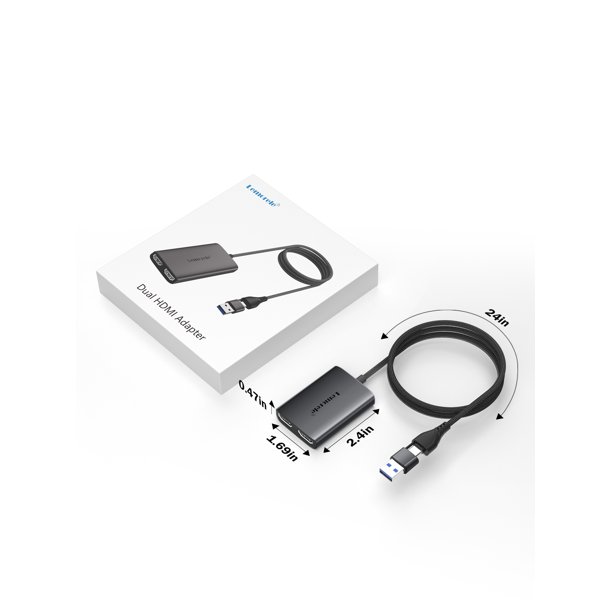 Lemorele USB A USB C to Dual HDMI Adapter, USB to HDMI Extender