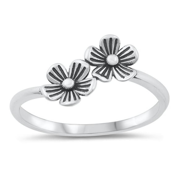 Christmas Rose Flower Ring .925 Sterling Silver Band Jewelry Female Male Unisex Size 4
