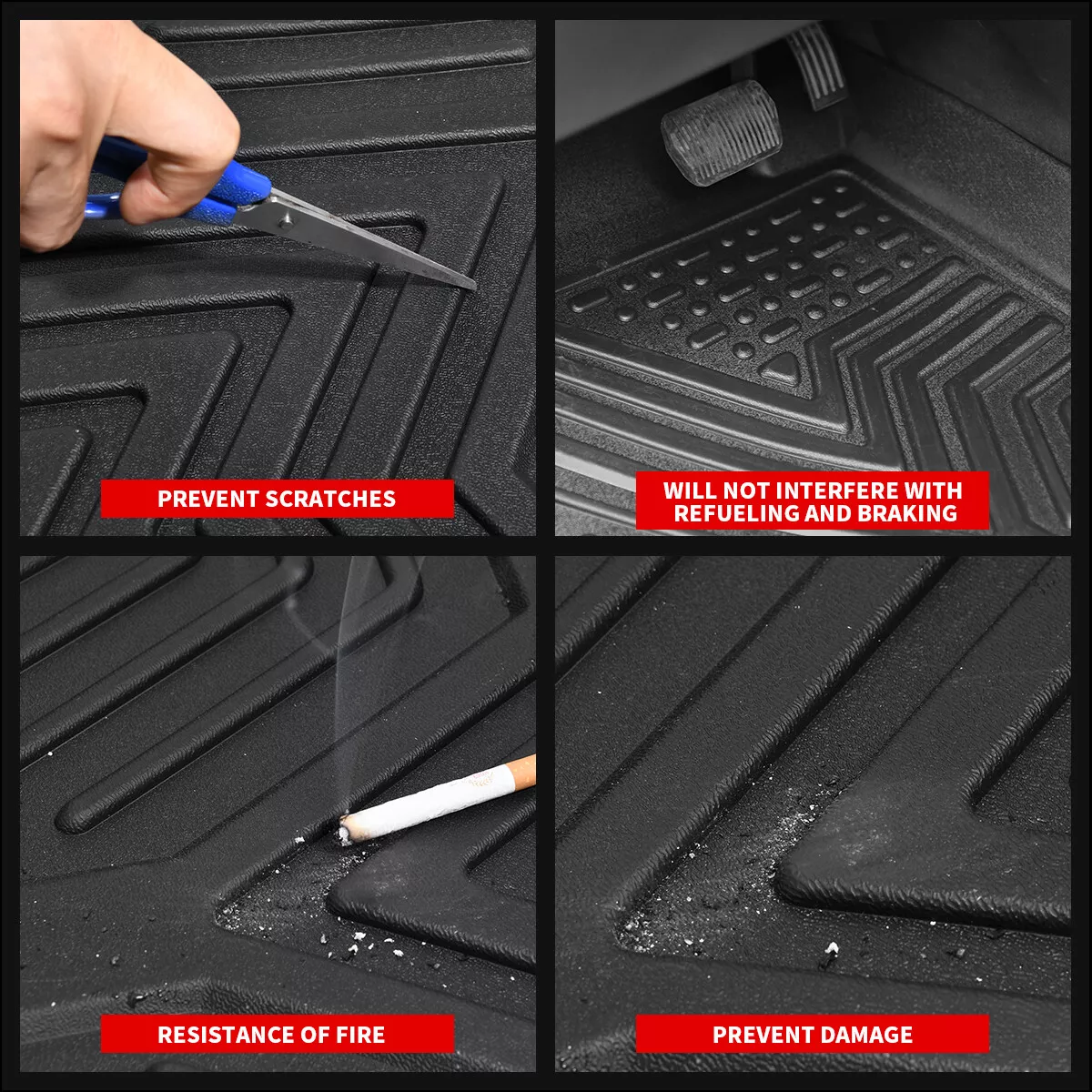 RVNI All Weather TPE Rubber Front and Rear 3-Piece for 2013-2018 Toyota RAV4 Floor Mats Set