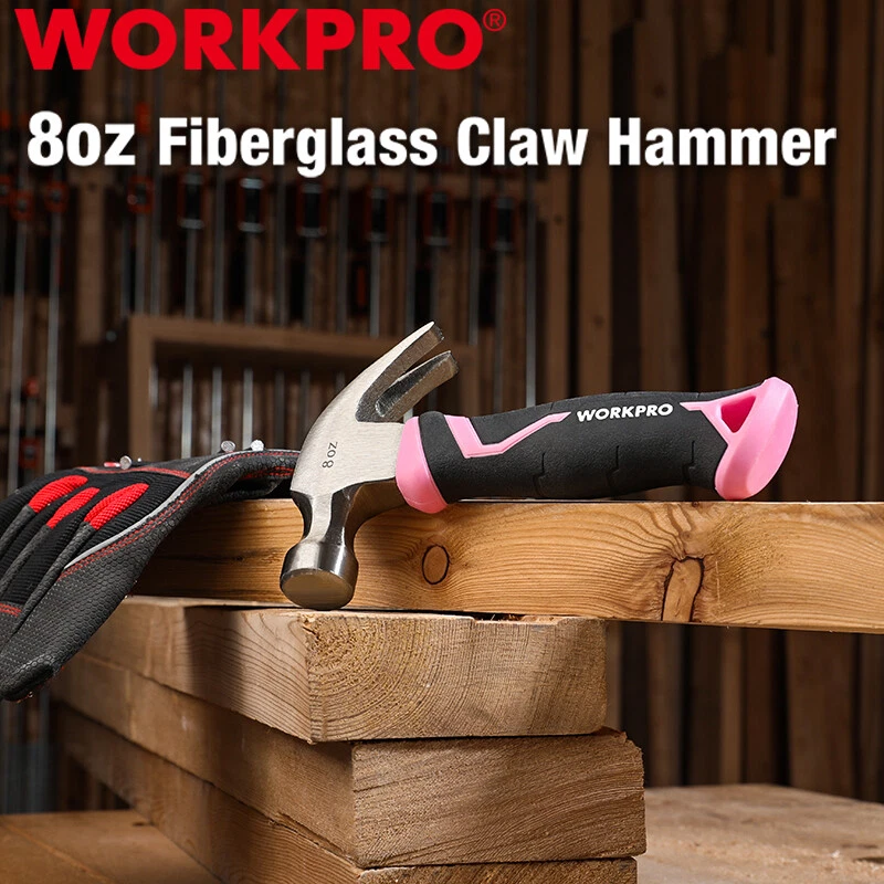 PRIME - Workpro 8 Oz Claw Hammer Forged Hardened Steel Head Shock Reduction Smooth Face