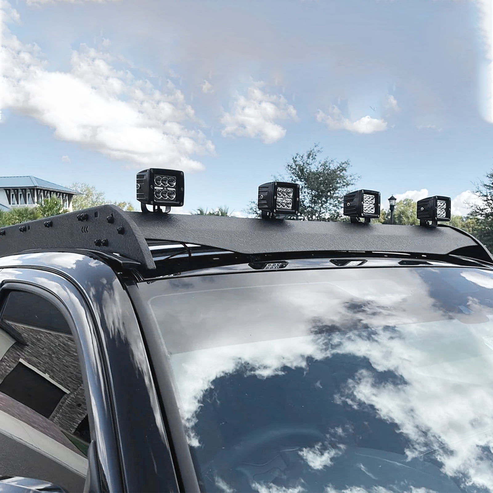 TOKMOWIN Top Roof Rack Cargo Carrier Fit Toyota Tacoma 2005-2023 Double Cab,Roof Rack Luggage Crossbars Come with 4 X 18W LED Lights