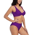 thumbnail image 2 of Daiia Purple Women's Bikini Set Two Piece Swimsuit High Waisted Bikini Adjustable Straps Bikini Perfect for Beach, Pool, and Summer Vacation-, 2 of 9