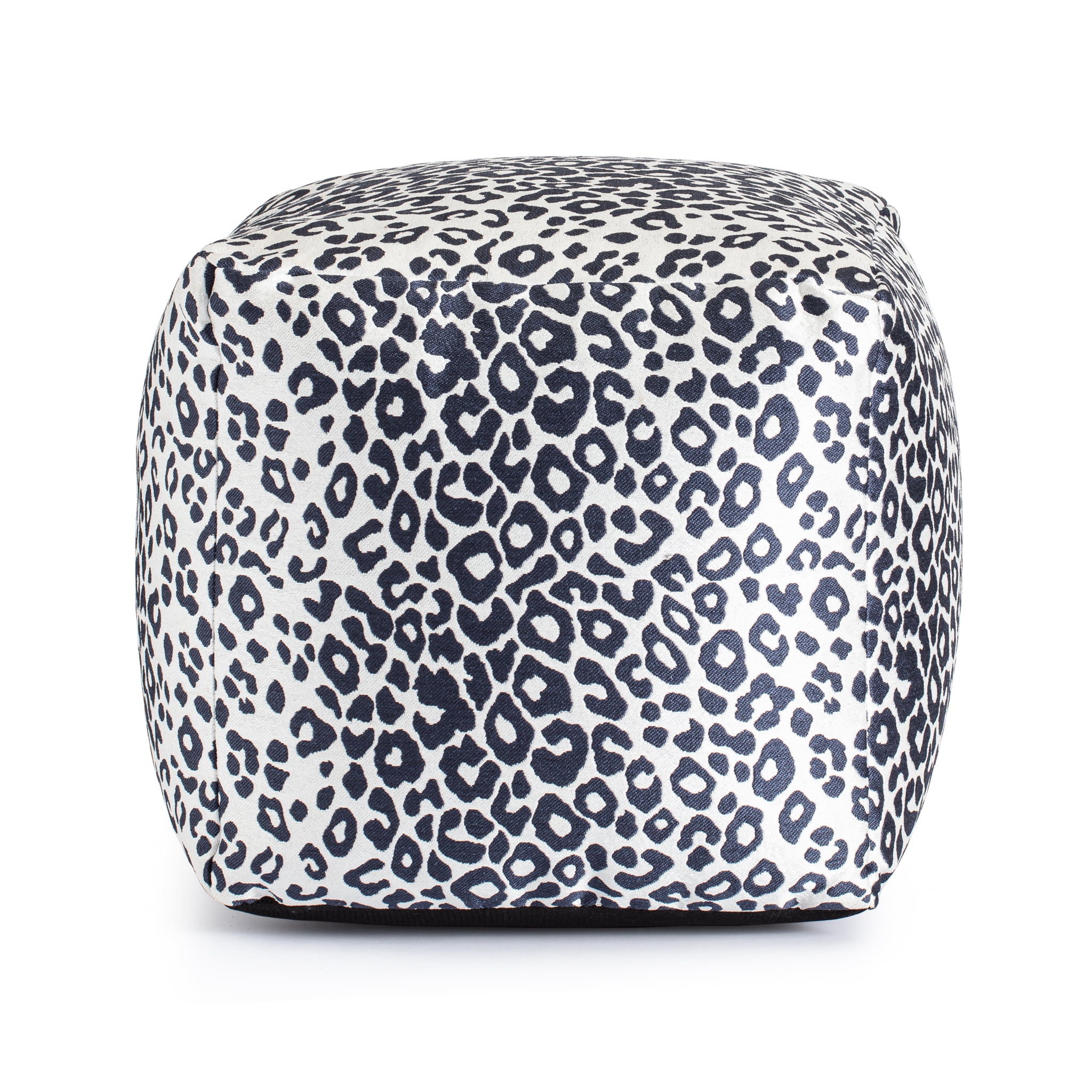 Amur Blue 18" x 18" x 18" Blue & Ivory Pouf