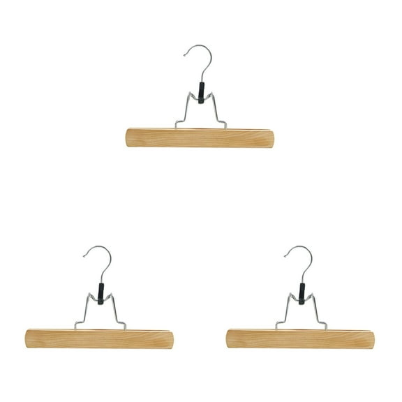BKBP Wooden Pants Hangers with Clips, 1/3/6PCS Non-Slip Skirt & Trouser Hangers, Solid Wood Clamp Hangers, Durable & Space-Saving for Closet Organization