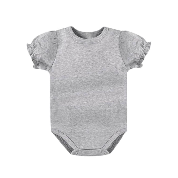 SERTG Infant Bubble Sleeve Bodysuit Short Sleeve Round Neck Lightweight Summer Casual Outfit Comfort Fit Baby One-Piece Rompers(Gray,3-6 Months)