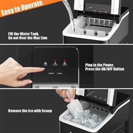 Costway - Portable Ice Maker Machine Countertop 26Lbs/24H Self-cleaning w/ Scoop - Black