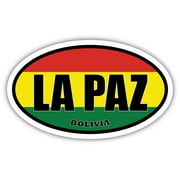 La Paz Bolivia Flag Oval Decal Vinyl Bumper Sticker 3x5 inches