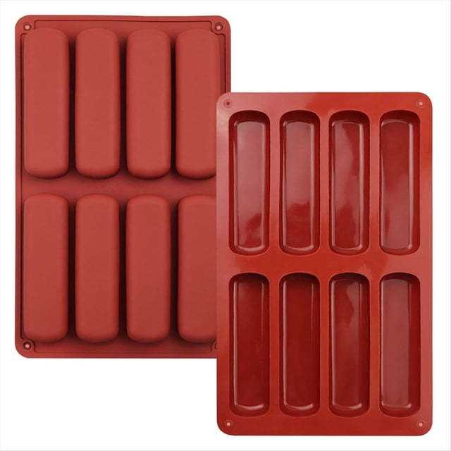 Molde de Silicona para Galletas con Dedos de 2 Uds, Molde para Hornear Barras de Cereales con 8 Cavidades, Molde para Barras de Chocolate, para Dulces, Pan, Muffins y Jabón