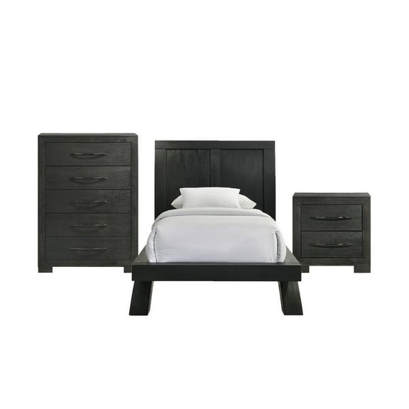 Picket House Furnishings Kenn Twin Panel 3PC Bedroom Set in Black