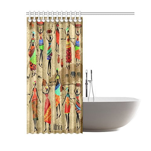GCKG African Art Shower Curtain,Afro American Women History and Culture