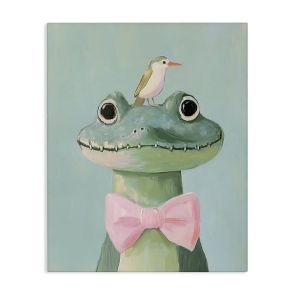 Stupell Industries Contemporary Crocodile & Bird with Bowtie Canvas Art, 16 x 20, by The Prints Vibe