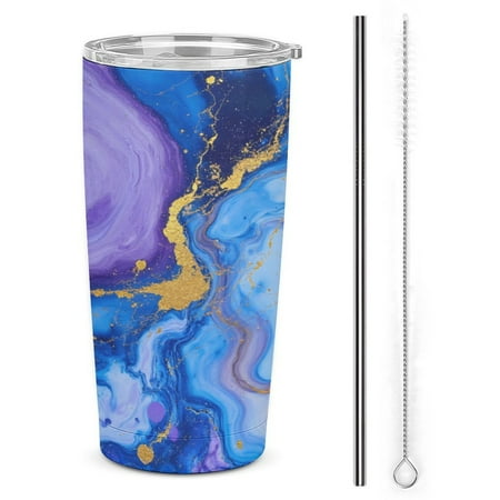 

Abstract Marble Gold Art 20oz Tumbler with Lid And Straw Insulated Mug Stainless Steel Vacuum Double Wall Mug For< Car>