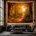 thumbnail image 6 of Autumn Forest Path with Sunlit Trees and Mossy Rocks, Serene Rustic for Nature Lovers, Woodland Wall Decor, Mother's Day Gift, Tapestry Wall Hanging for Bedroom and Living Room, 6 of 7