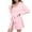 Pink, variant on Women's Solid Color Long Sleeve Plush Bathrobe - Winter Warm Homewear, Light Pink, L