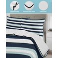 thumbnail image 4 of Quilts Twin Size, Aqua Navy Blue Striped Soft Comforter Bedding Set for Bed, Modern Abstract Lines Geometric Lightweight Quilted Bedspread with Pillow Cover(2 Pieces) for All Season, 68x86 Inch, 4 of 6